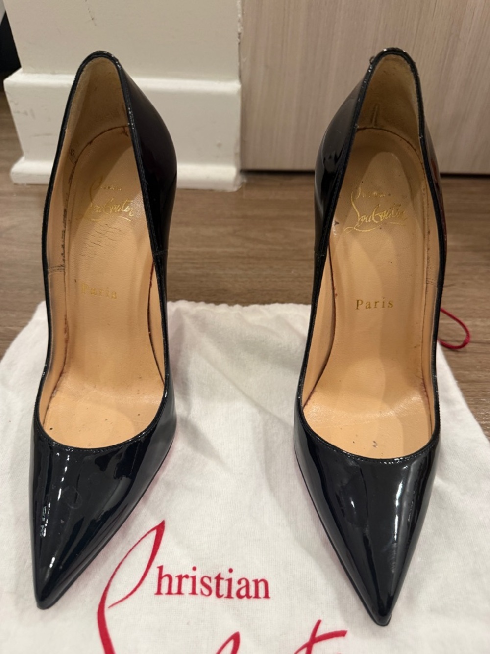 Christian Louboutin Black Patent Pointed-Toe Stiletto Pumps